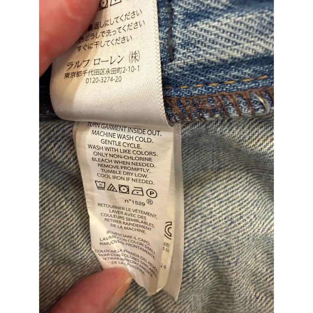 Polo‎ Ralph Lauren Varick Slim Straight Distressed Light Wash Blue Jeans 36x32
